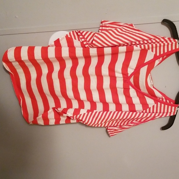 Red & White Striped Poncho Style Dress Top - Picture 2 of 5